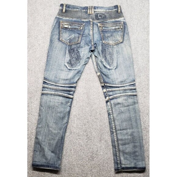 8IGHTH DSTRKT New York Jeans Mens 32x32 (30X30) Blue Distressed Denim Mid Rise - Picture 2 of 10